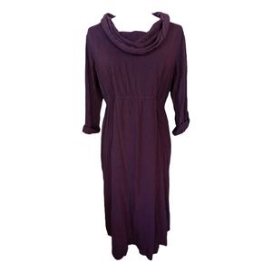 Croft & Barrow Purple Striped Cowl Neck 3/4 Roll Tab Sleeve Dress Women's Large
